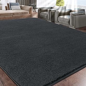 Large Area Rug, 200x300 cm, Grey, Modern, Fluffy, High Pile, Machine Made, Living Room, Bedroom, Children's Nursery