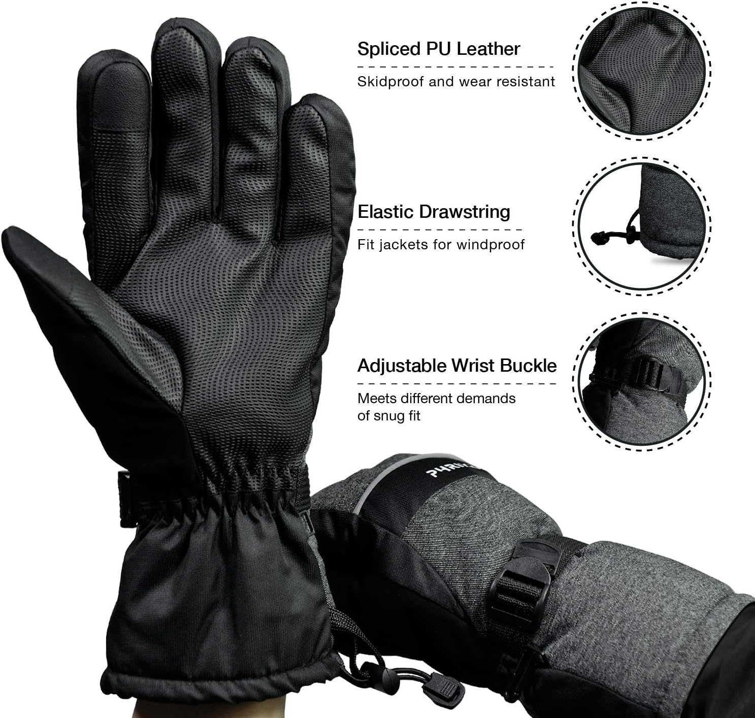 PHRIXUS Mens & Womens Ski Gloves Waterproof Winter Warm 3M Thinsulate Skiing & Snow Gloves Snowboard Snowmobile Gloves Winter Cold Weather Windproof Gloves : Clothing, Shoes & Jewelry