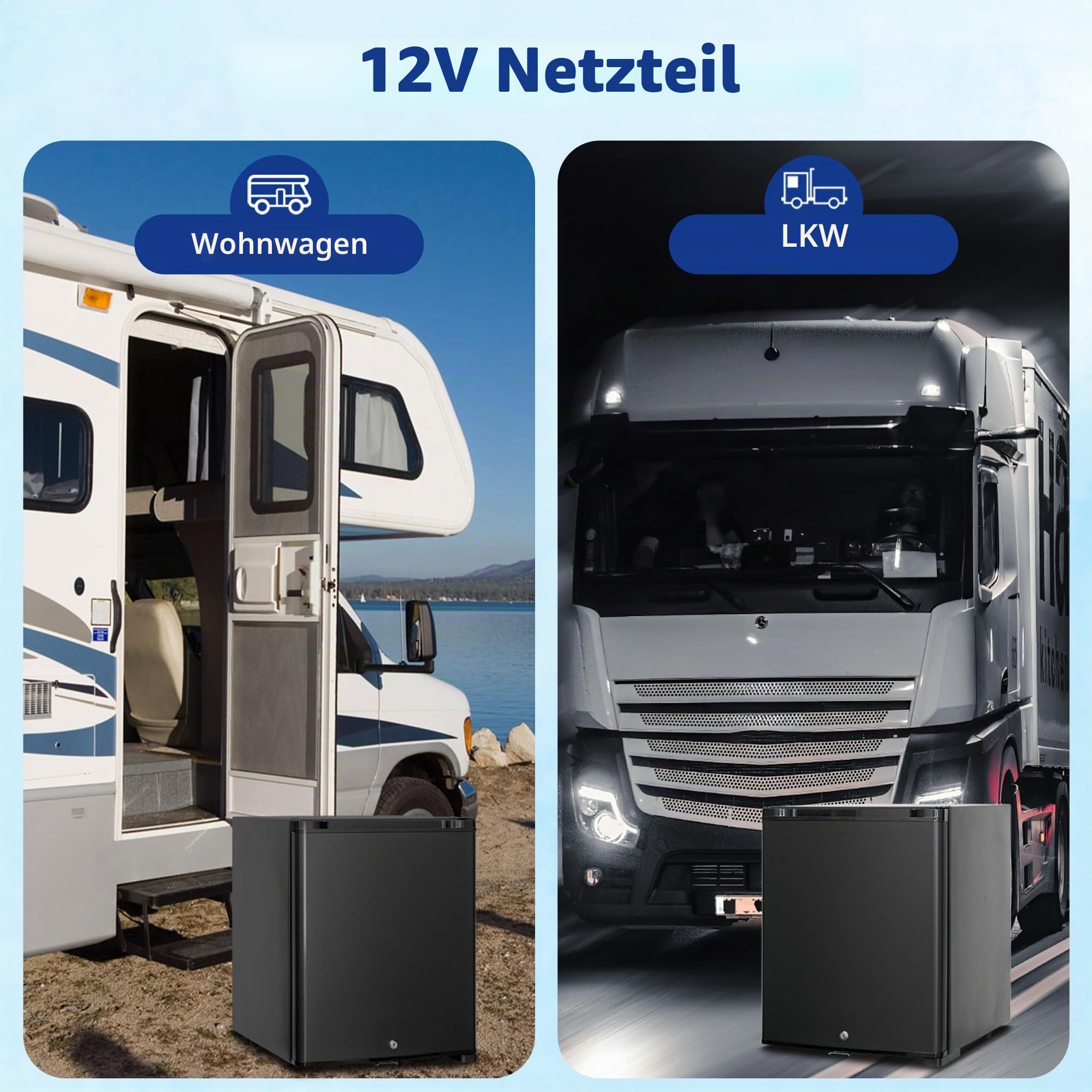 Smad 30L Camping Kühlschrank 12v 230v, Leiser Wohnmobil Absorber Kühlschrank 12v für wohnwagen, Auto, LKW, Büro, Camper, 0-10° C, mit Schloss, Wendetür, Schwarz