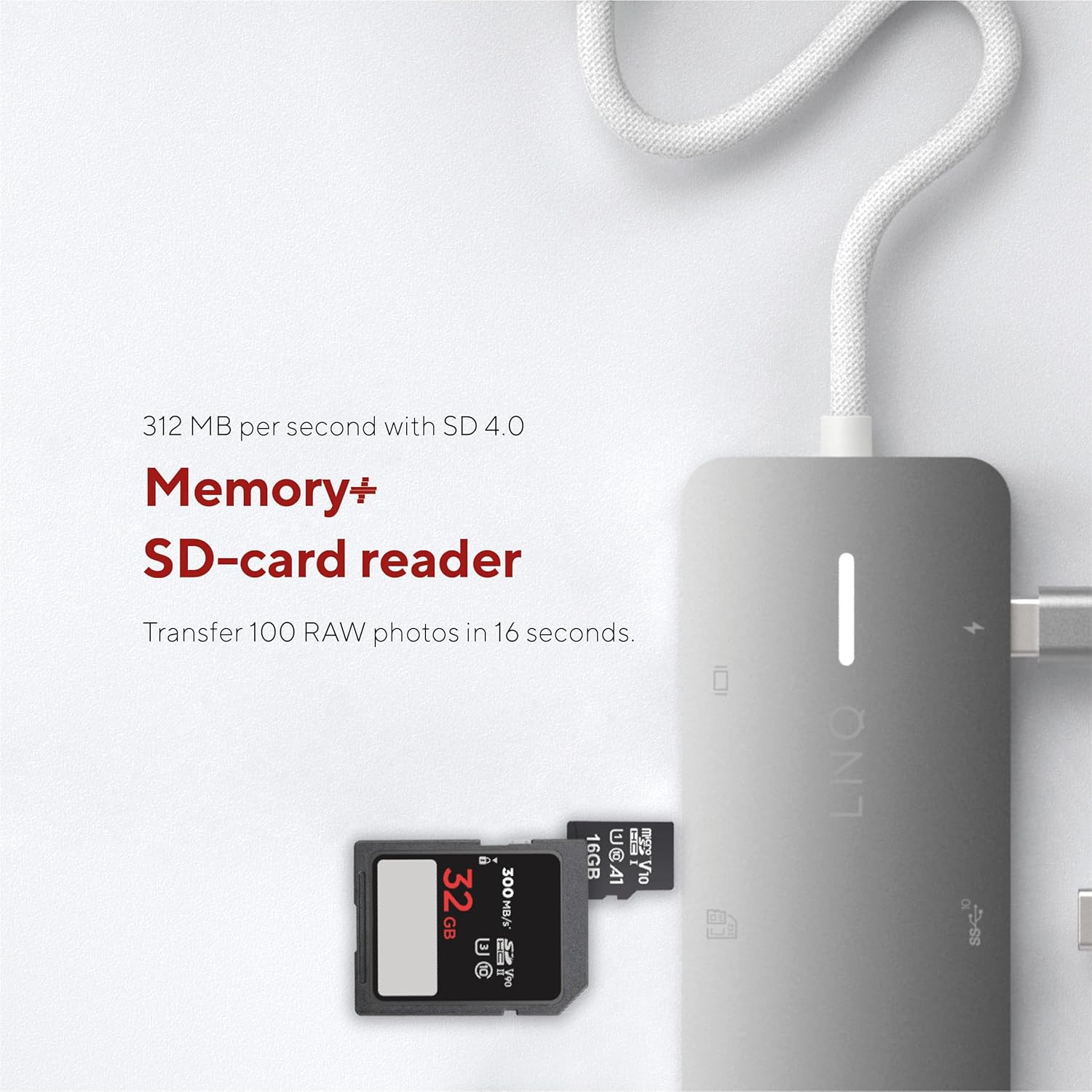 SD card inserted into the hub's card reader slot