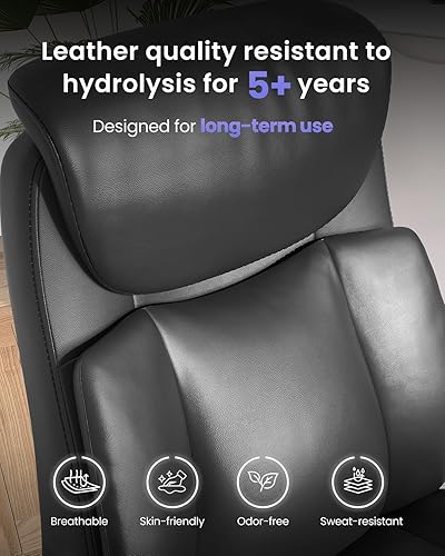 Miniatura 8 de Silla de oficina ejecutiva grande y alta, soporte lumbar ajustable para dolor de espalda, silla de oficina resistente con certificación BIFMA, silla