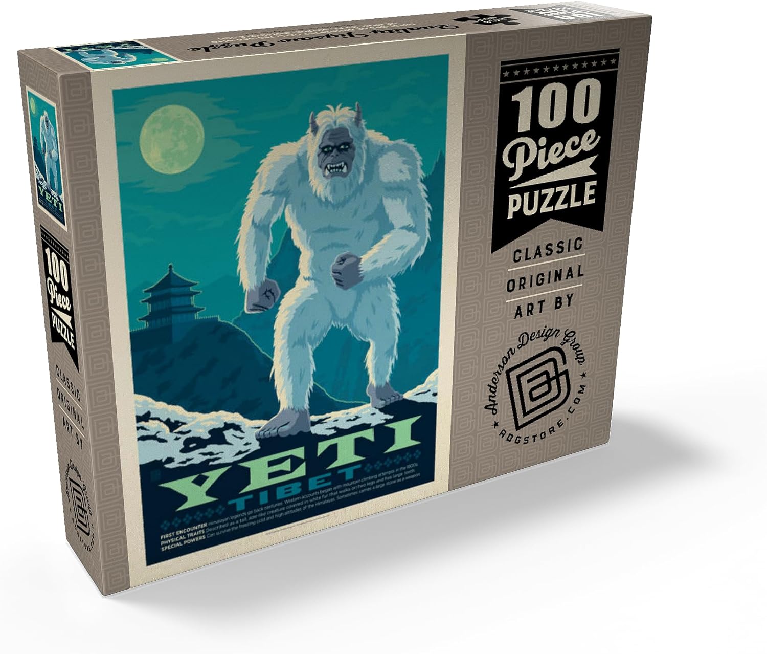 MyPuzzle Mythical Creatures: Yeti, Vintage Poster - Premium 100 Piece Jigsaw Puzzle for Adults