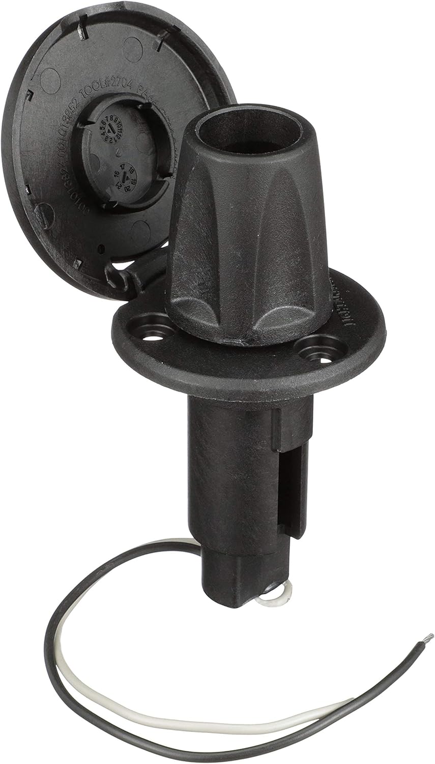 attwood LightArmor 910R Series Round Plug-In Light Base — For All-Around Pole Light, 2-Pin, Black Stainless Cover, 910R2PSB-7