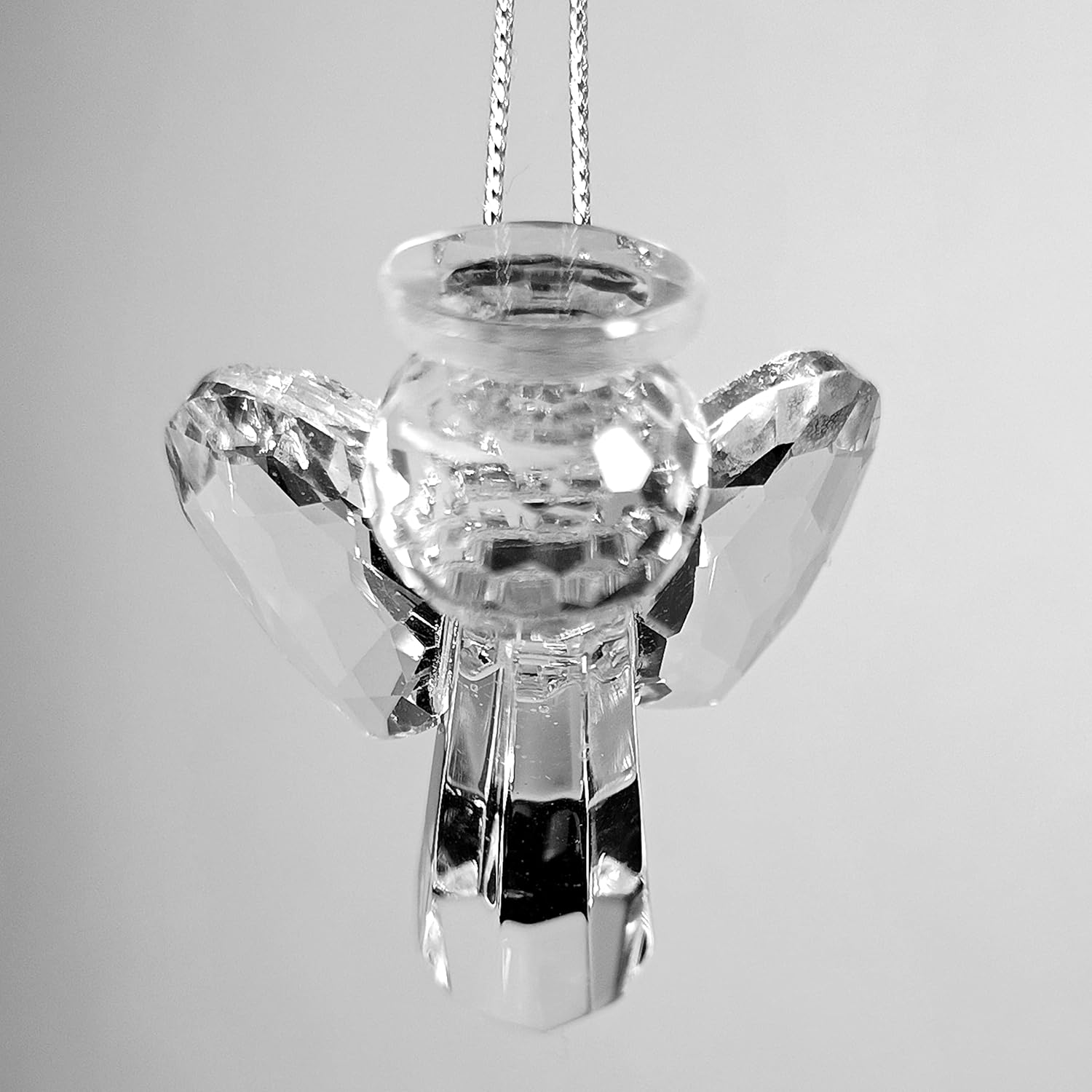 Clear Crystal Guardian Angel, Suncatcher Handmade 2.48 Inch Home Window Decoration Flower Car Chakra Crystal Rainbow Maker Guardian Angel Christmas Tree Ornament - Image 5