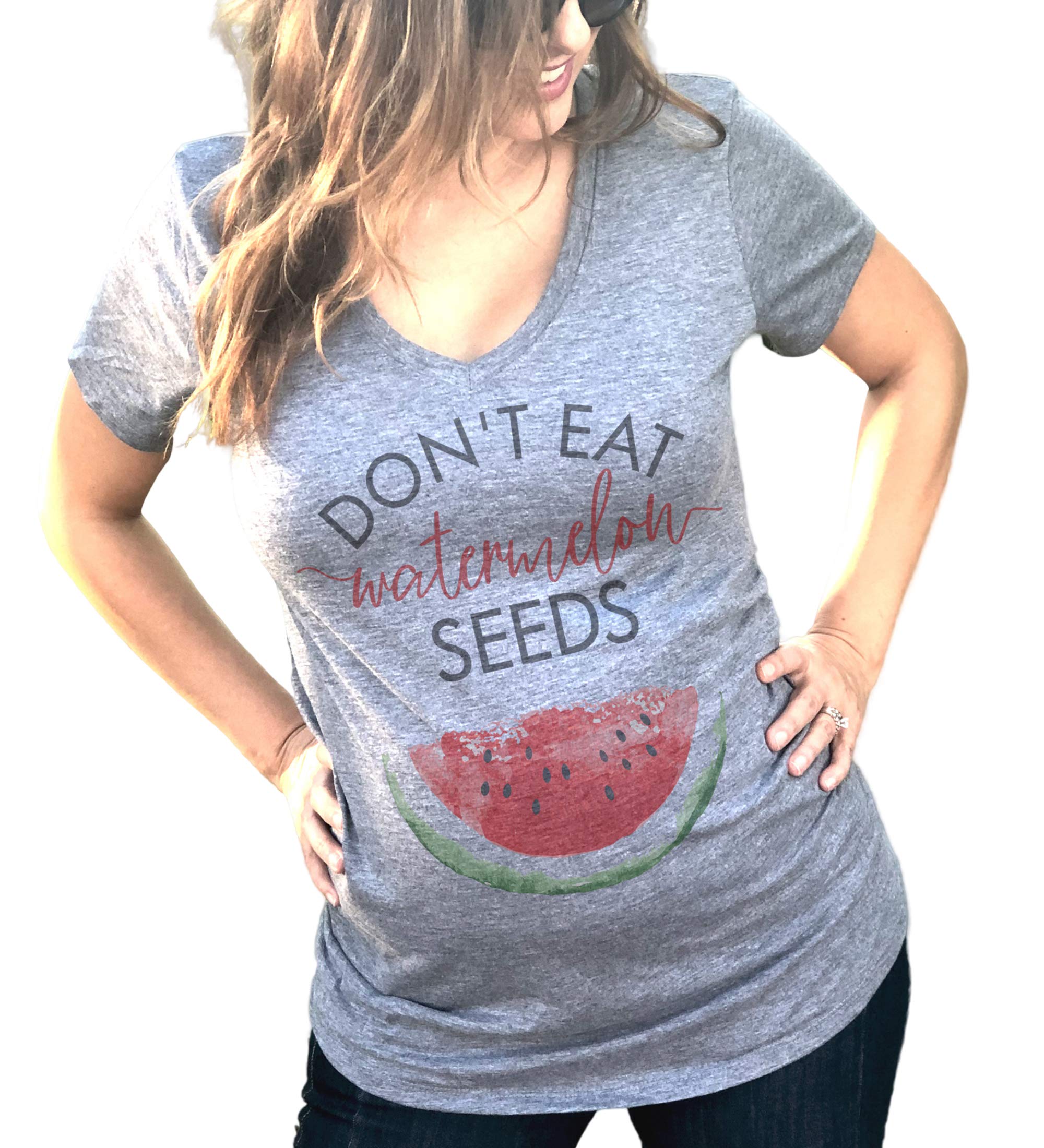 Don't Eat Watermelon Seeds Maternity Women's Tri-Blend V Neck Shirt