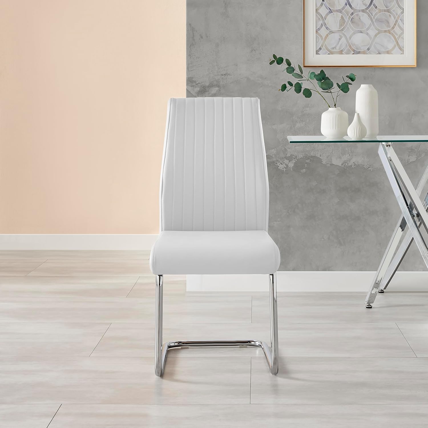 Furniturebox UK White Dining Chairs Set of 2 - Lorenzo Chairs for Dining Room Set of 2 - Premium Dining Room Furniture - Modern & Stylish