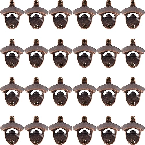 Miniatura 26 de Abrebotellas de cerveza de montaje en pared, 12 piezas, cobre envejecido, abridor de cerveza rústica, montaje en poste inoxidable Cobre