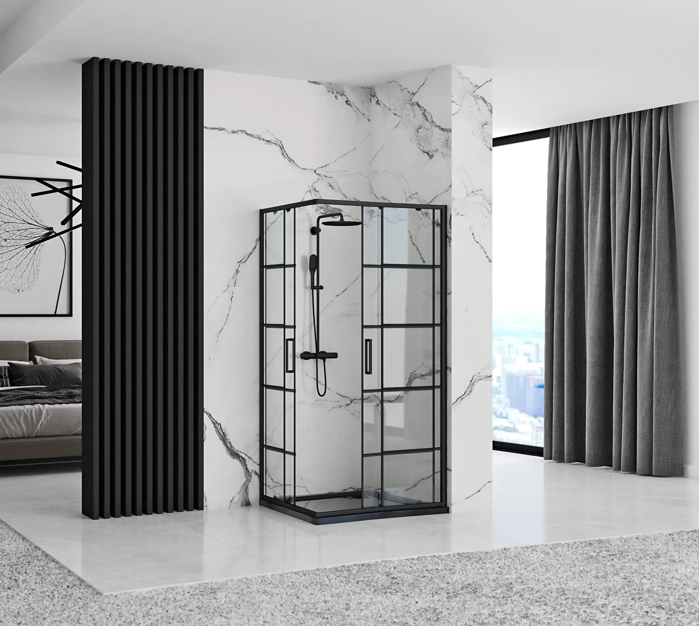 Rea kabina prysznicowa CONCEPT 80x100, Czarny + brodzik