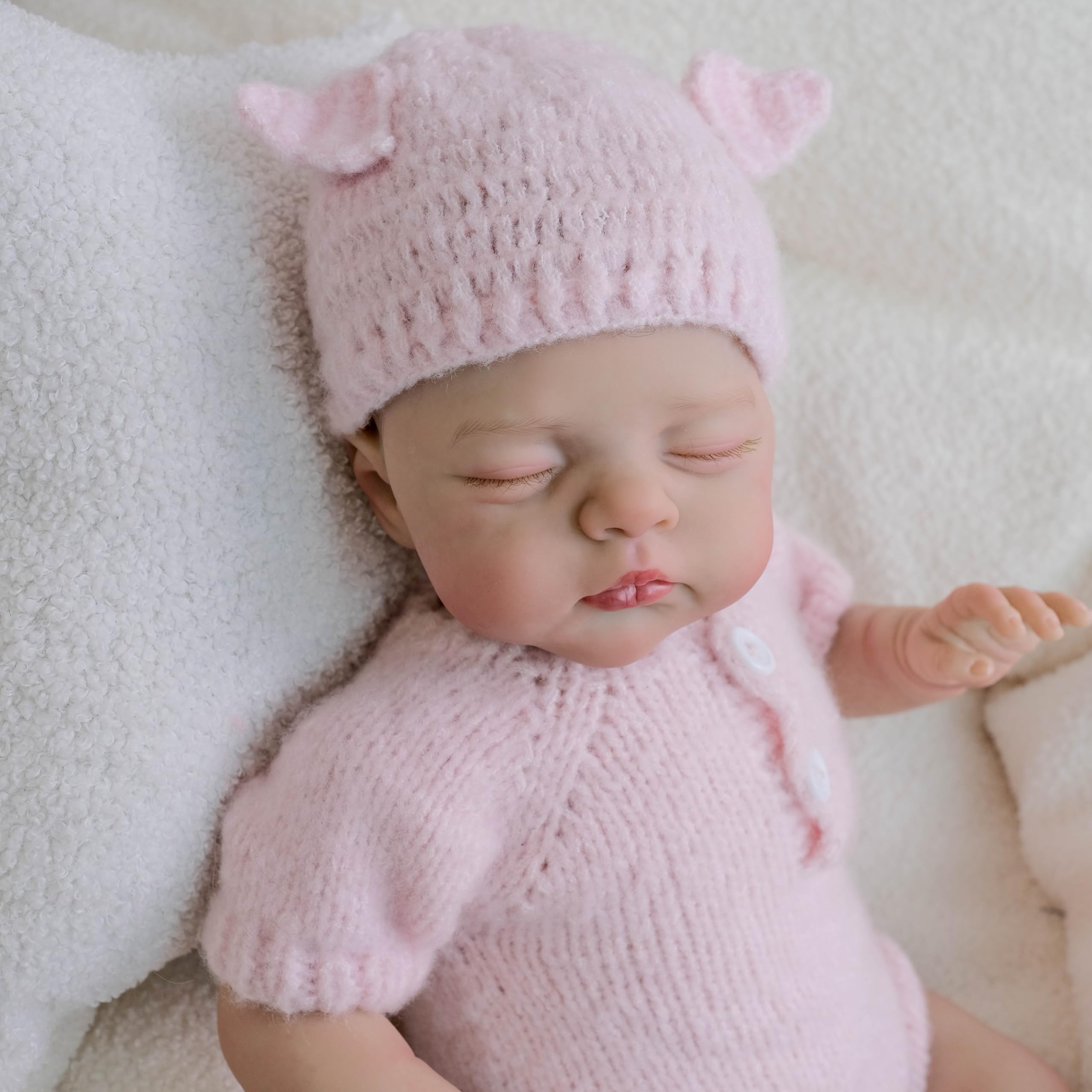 Realistyczne lalki Reborn Baby Dolls miękkie winylowe realistyczne lalki noworodka, tkanina, ciało, różowy kombinezon, który wygląda jak śpiące dziecko, ważona lalka Reborn, zabawka, prezent