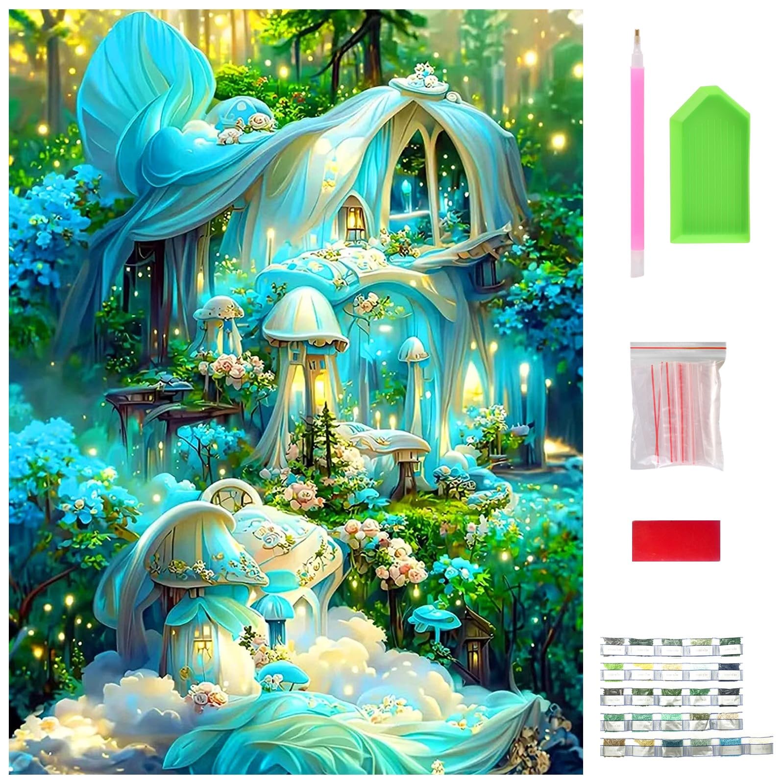 NASHRIO Full Drill Round 5D Rhinestone Embroidery Cross Stitch, Gem Picture for Home Wall Decor, Arts and Crafts for Adults, Diamond Painting Kits for Beginners, 40 x 30cm.