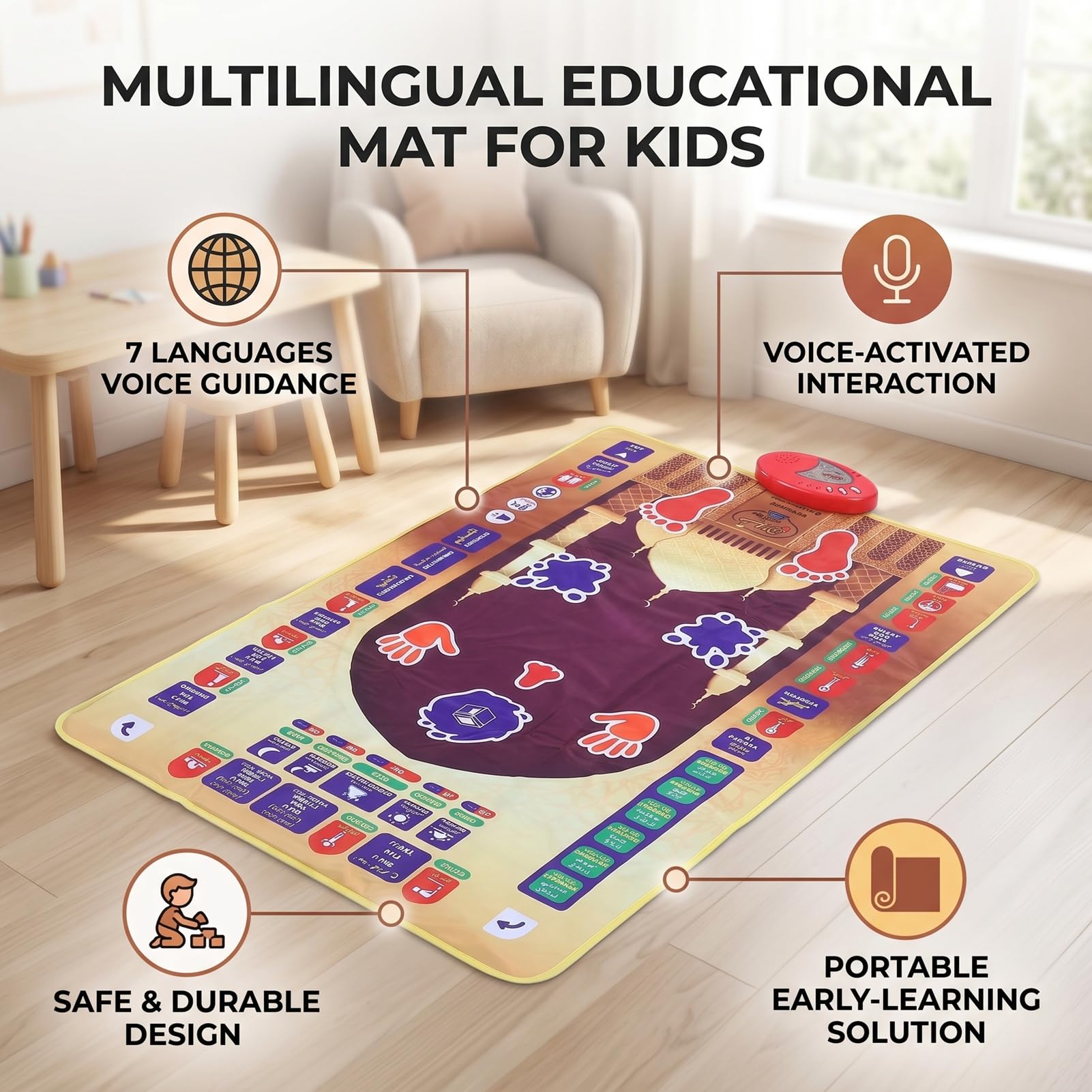 CHICIRIS Tappeto Interattivo Bilingue per Apprendimento, Tappeto