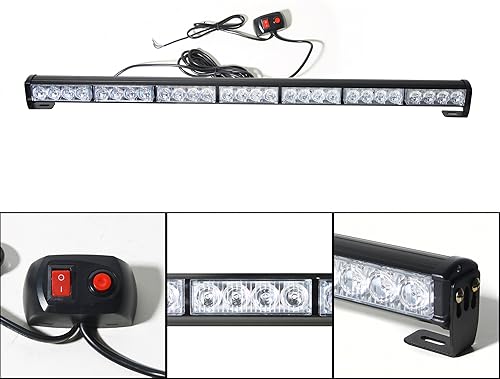 Vista 3 de DIYAH 28 LED 31.5 "Advertencia de emergencia Tráfico Advisor Vehículo Barra de luz estroboscópica (ámbar/blanco) Ámbar/blanco,Rojo