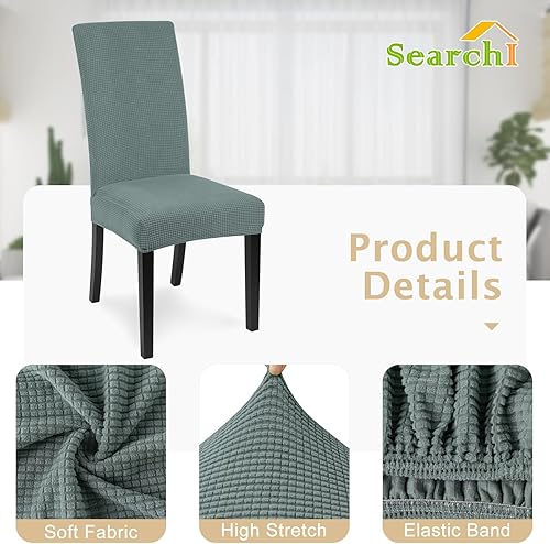 Miniatura 3 de SearchI - Juego de 6 fundas para sillas de comedor con tejido jacquard elástico fundas para silla Parsons, fundas para sillas de comedor de elastano