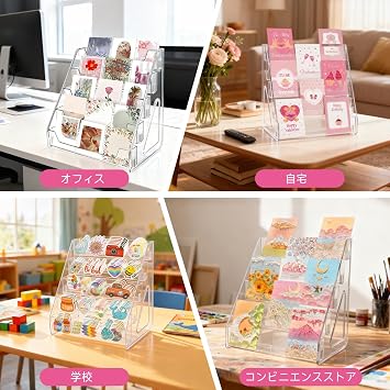5 Tiers Acrylic Display Stand, Clear, Large Capacity, Doujin Magazine, Display, Postcard Stand, CD Rack, Tabletop, DVD Storage Case, Length 12.0 x Width 8.5 x Height 13.0 inches 30.5 x 21.5 x 33 cm