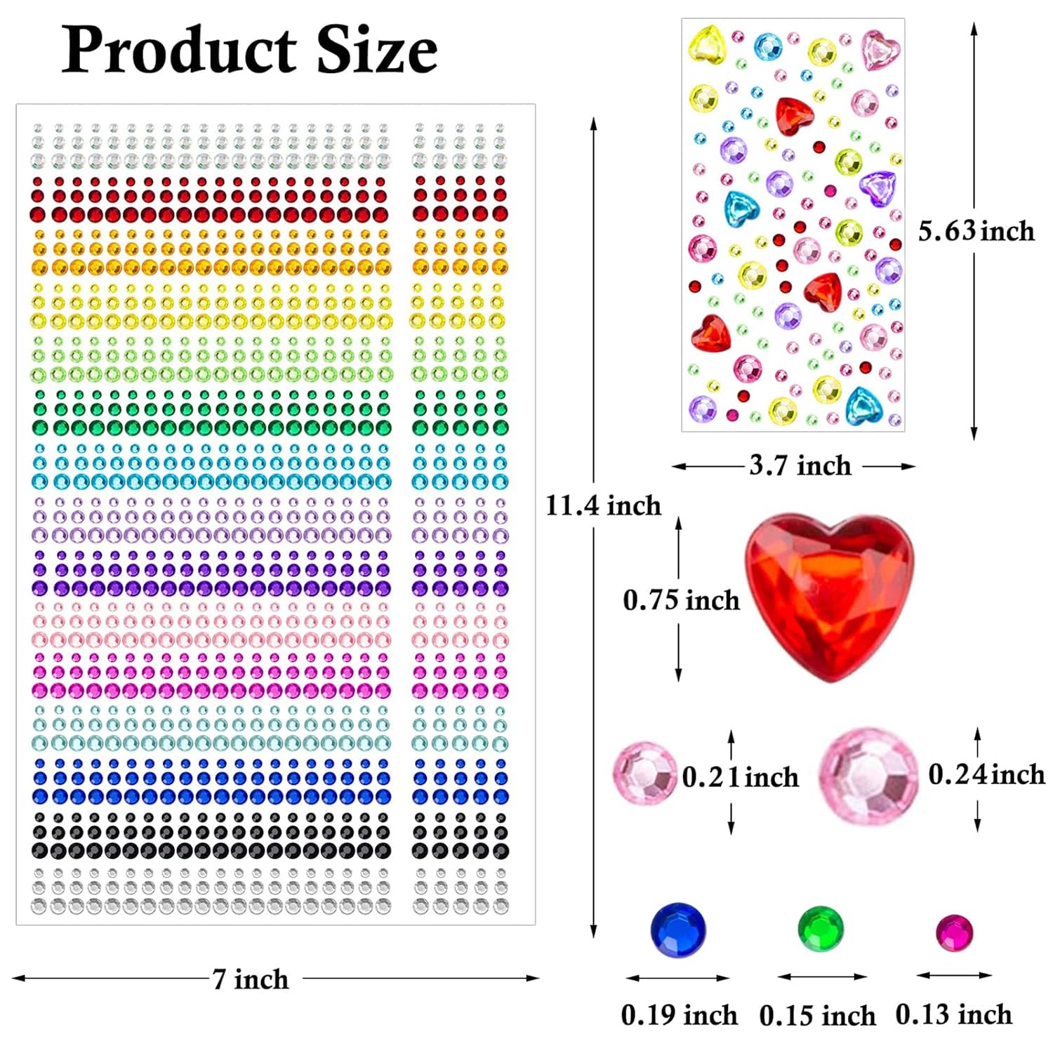 1610 Pcs Hair Gems Self Adhesive Rhinestones for Makeup Eyes 15 Colors Rainbow Rhinestones Face Jewels Face Gems Stick On, Heart Face Gems Bling Gems Jewels Stickers for DIY