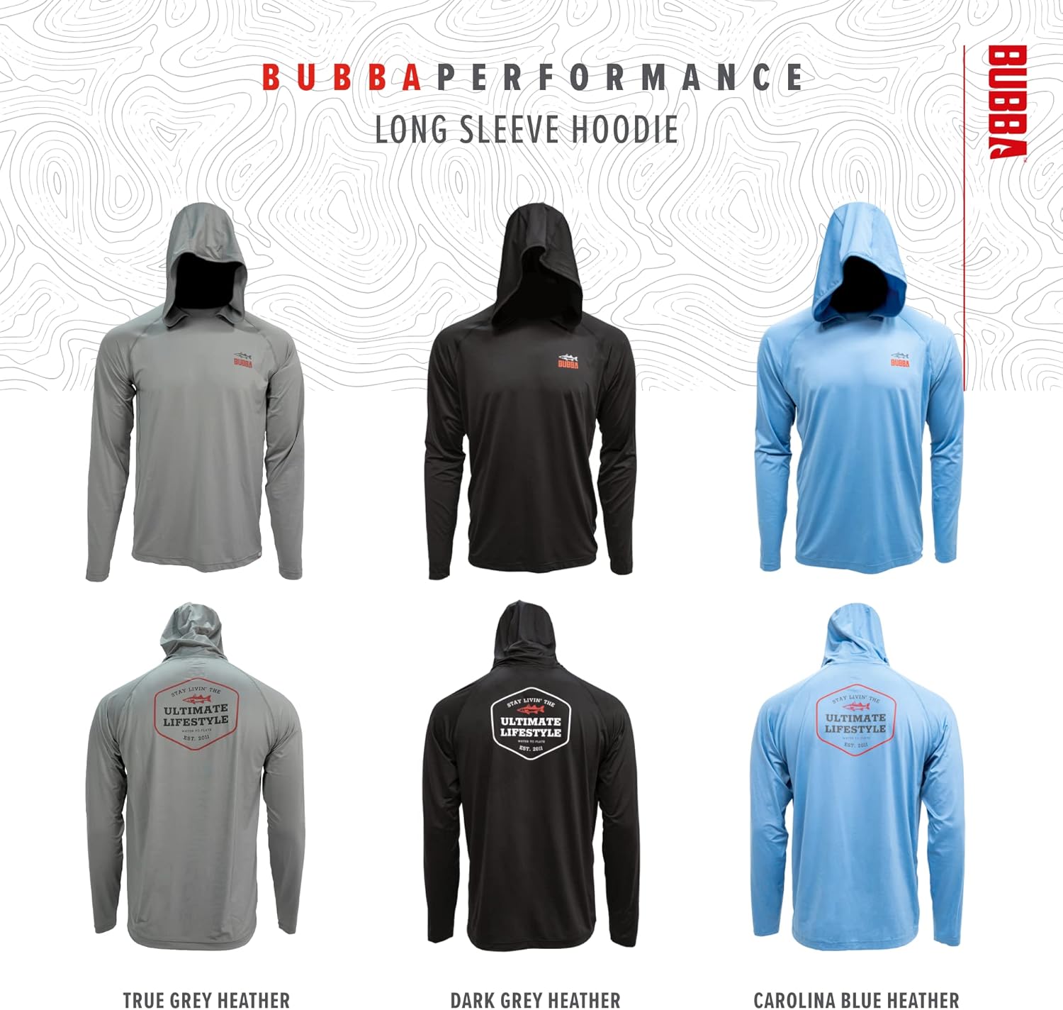 BUBBA Ultimate Performance Lifestyle Pullover with Hood - UPF 50+ UV Sun Protection - Moisture Wicking - Fishing, Hiking