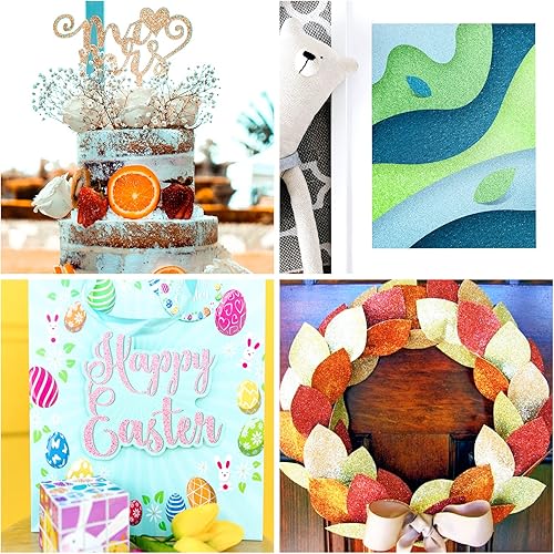 Miniatura 7 de Papel de cartulina con purpurina, 30 hojas de papel con purpurina de 8.82 ozm, papel de manualidades brillante A4 de primera calidad, cartulina de 6