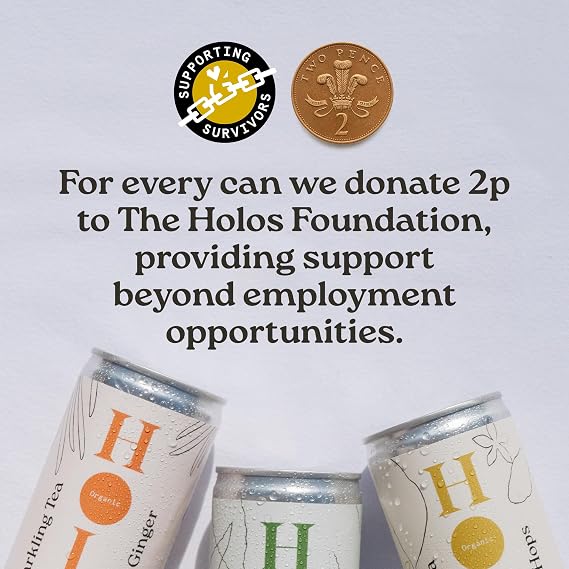 HOLOS Jasmine Hops Organic Sparkling Tea with Kombucha Culture - Sparkling Green Tea with Citra Hops - Gut Health Drink with Natural Ingredients and Added Fibre - Brewed in the UK - 12 x 250ml