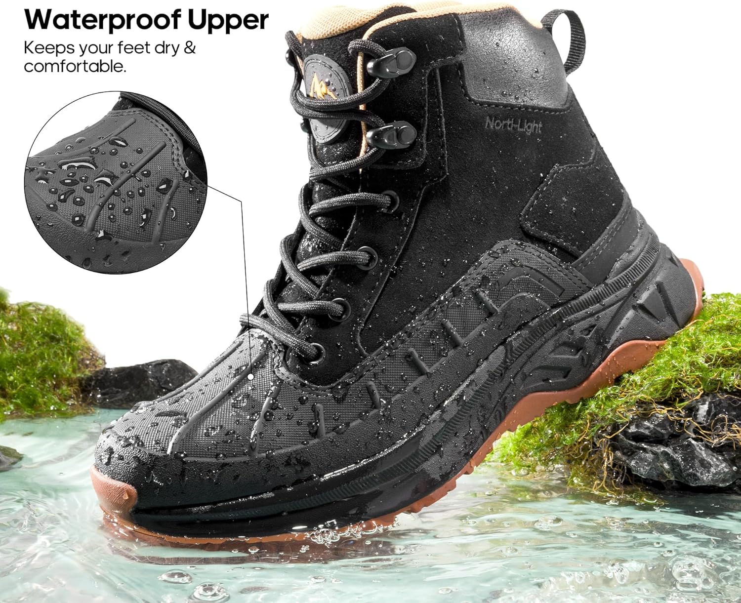 NORTIV 8 Women's Waterproof Hiking Boots Outdoor Trekking Camping Trail Hiking Boots - Image 3