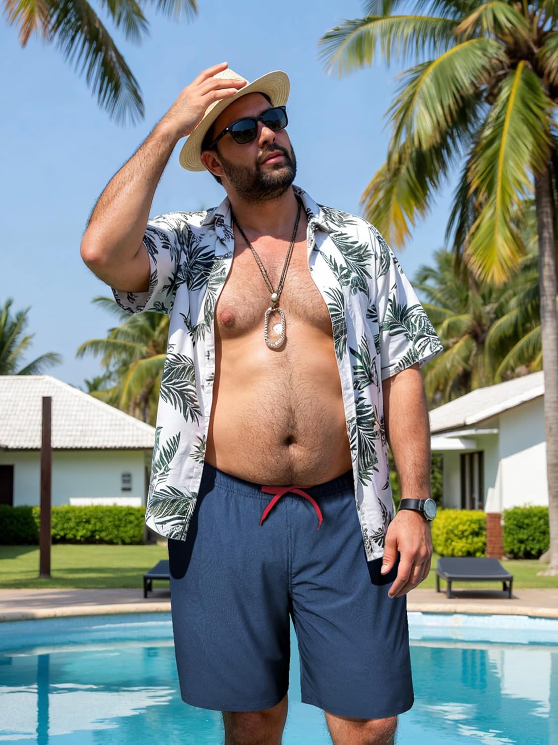 Arcweg Men's Big & Tall Swim Trunks - Quick Dry Board Shorts with Compression Liner & Zipper Pockets (2X-6X)