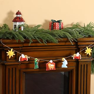 Tudomro Christmas Felt Garland Nativity Scene Felt Garland for Xmas DIY Arts and Crafts Holiday Mantel Home Wall Decor Party Supplies