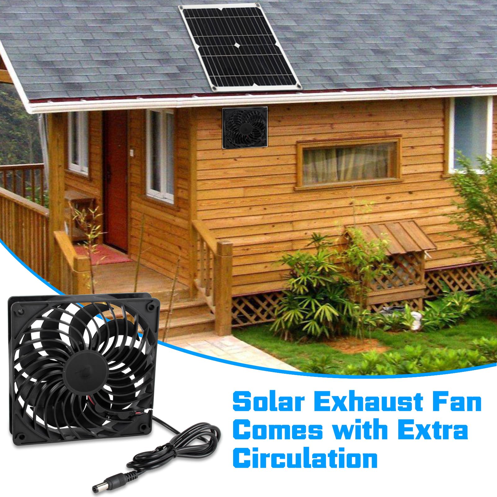 Ventilatore Alimentato da Pannello Solare da 12 W, Ventilatore Di scarico, Ventilatore Solare per Serra, Riscaldatore per Pollaio, Scarico per Finestre, Capannone
