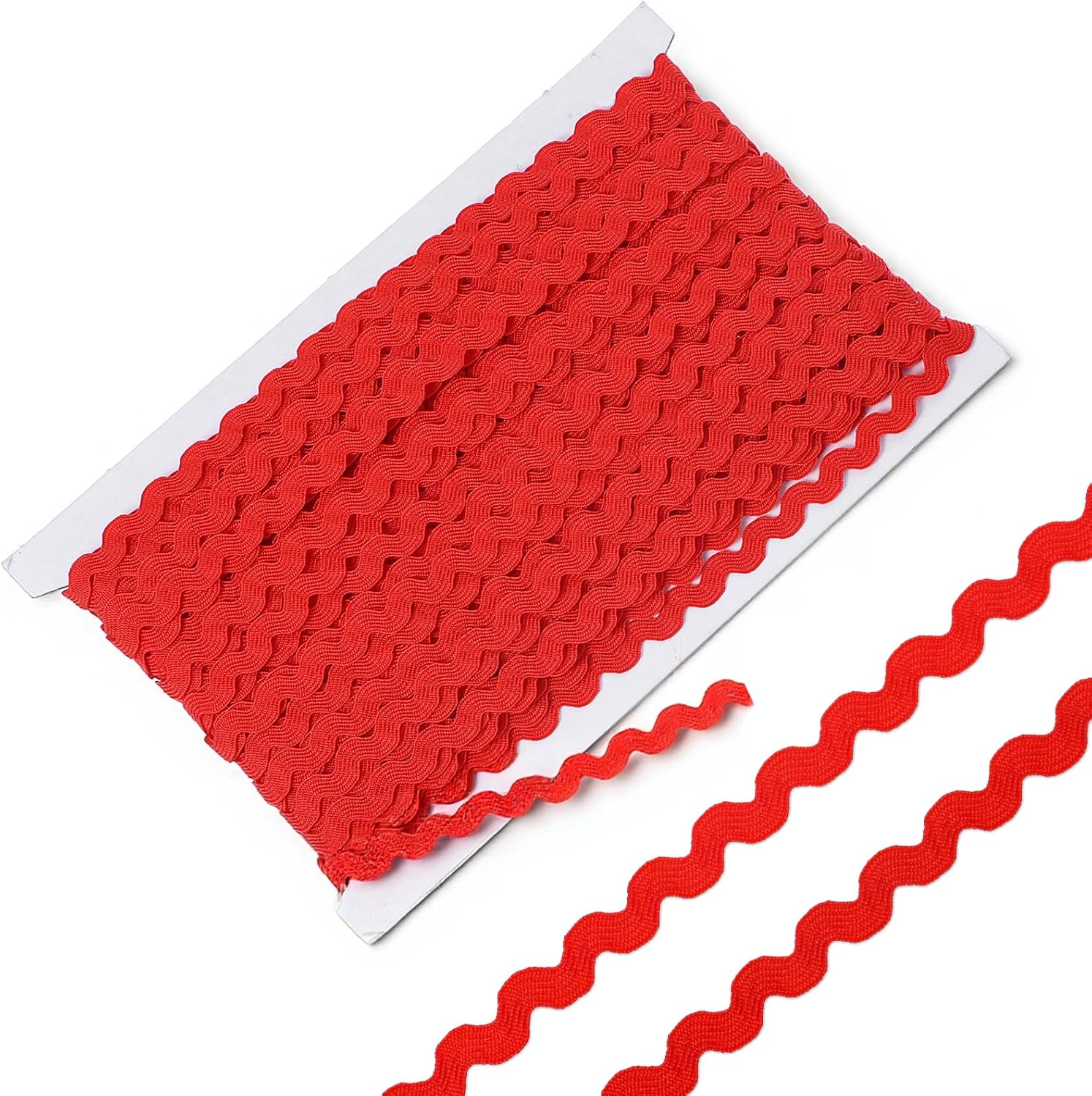 Rick Rack Trim for Sewing, 25m/27yd Red Wave Bending Fringe Trim 5mm Wide Lace Ribbon for Sewing Clothes Dress DIY Crafts Gift Wrapping Wedding Party Decor