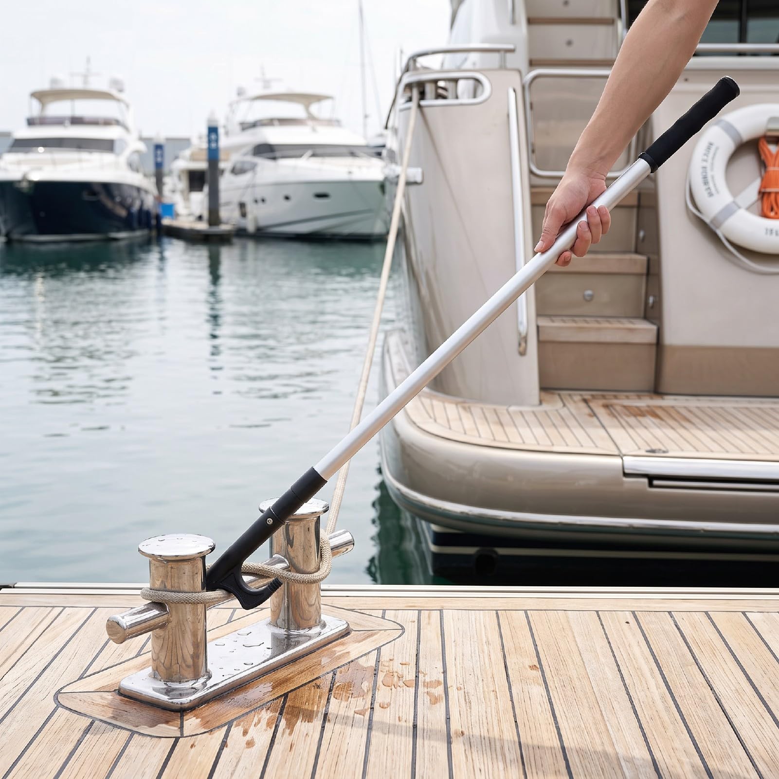Telescopic Boat Hook 12ft, Alluminio Durevole, per Uso Nautico | Asta retrattile per un facile aggancio, struttura leggera e stabile, impugnatura antiscivolo
