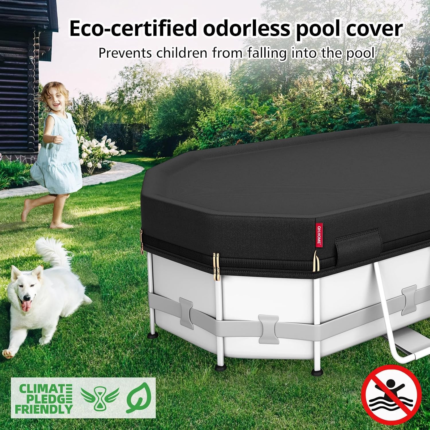 QH.HOME 10x16Ft Oval Pool Cover,[2026 Super Windproof with Patented Tightening Device&Simple to Install], Solar Pool Cover for Above Ground Pools,Snug Fit,Blocks Leaves, Sun & Water