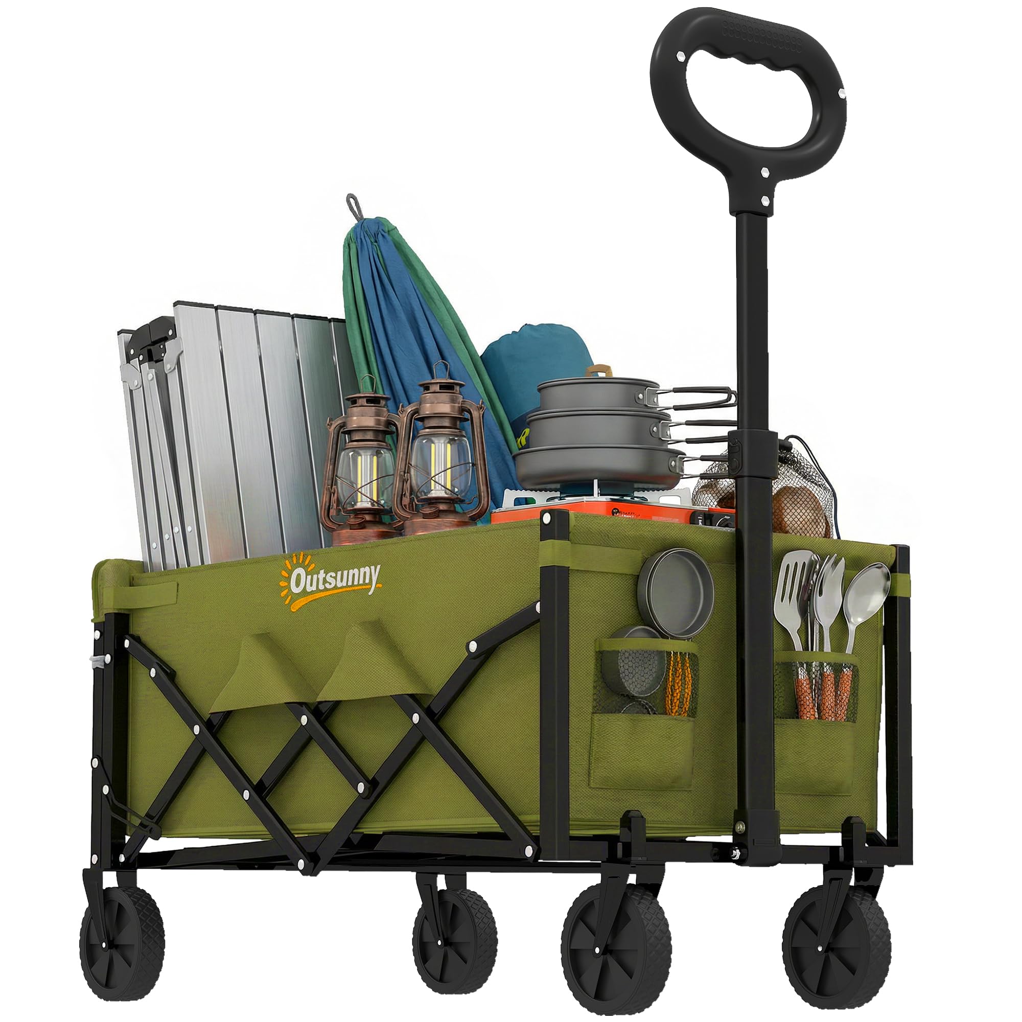 Outsunny 80L Camping Trolley - Green - Large