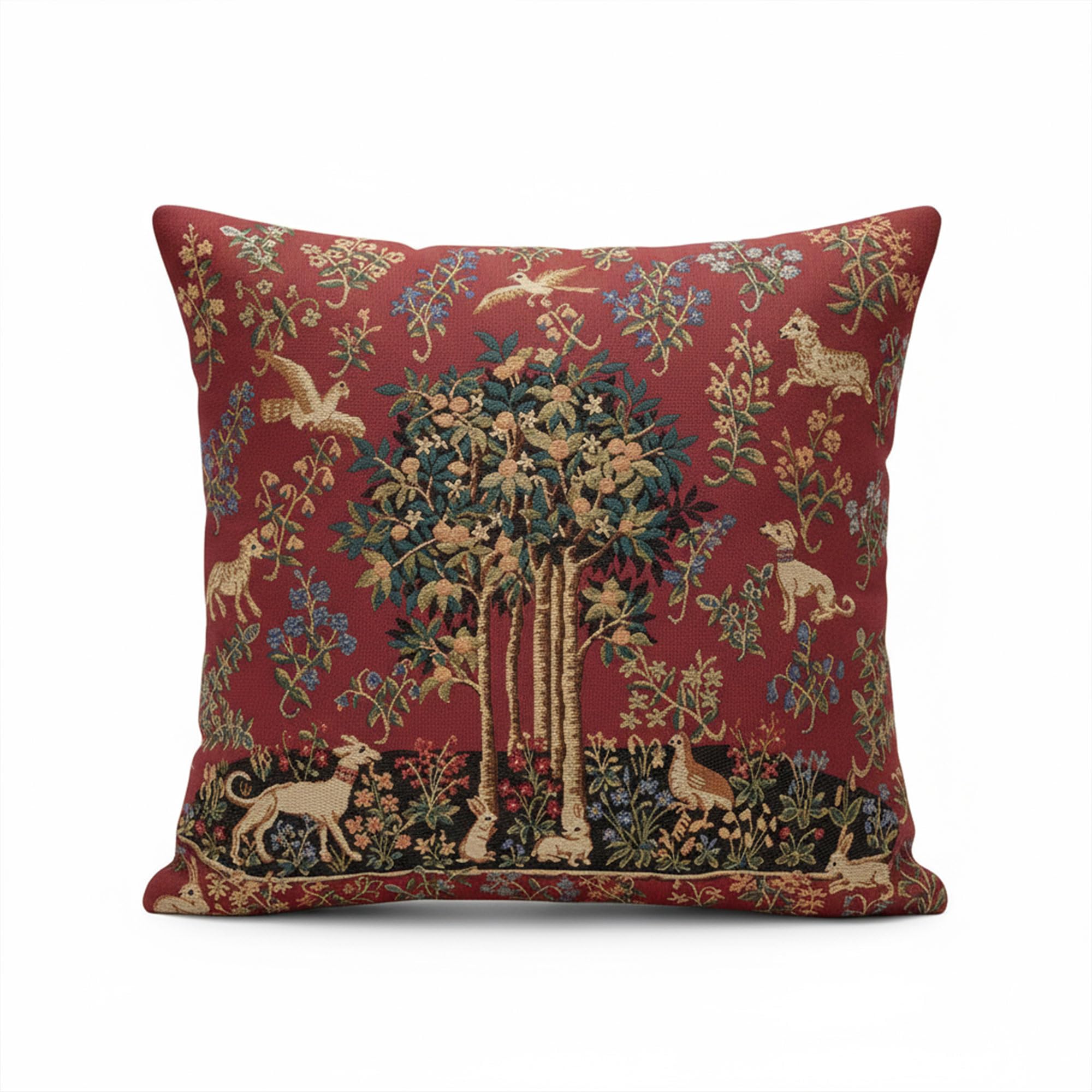 Charlotte Home Furnishings Throw Pillow Cover 18x18- Decorative Unicorn Tapestry Cushion Cover for Couch- European Cotton Jacquard Woven Accent Pillow