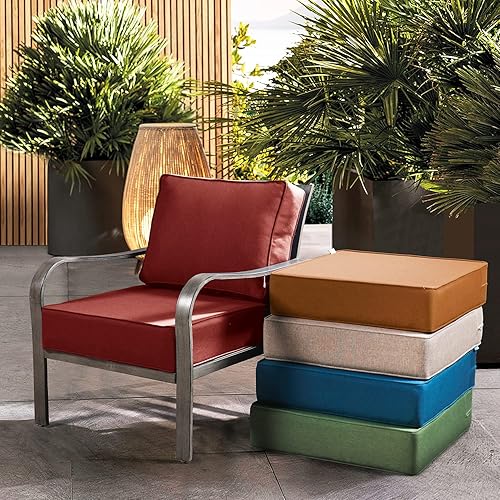 Miniatura 3 de ARTPLAN Olefin - Cojines de asiento profundo de 24 x 24 pulgadas para muebles de exterior, extra 6 pulgadas de grosor, respaldo de 18 x 24 pulgadas,