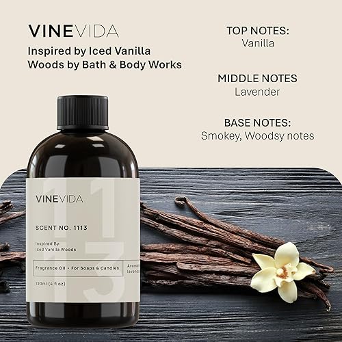 Miniatura 333 de VINEVIDA [4 onzas] Aceite de fragancia de madera de teca de caoba para fabricación de velas y fabricación de jabón, aromas de velas prémium para