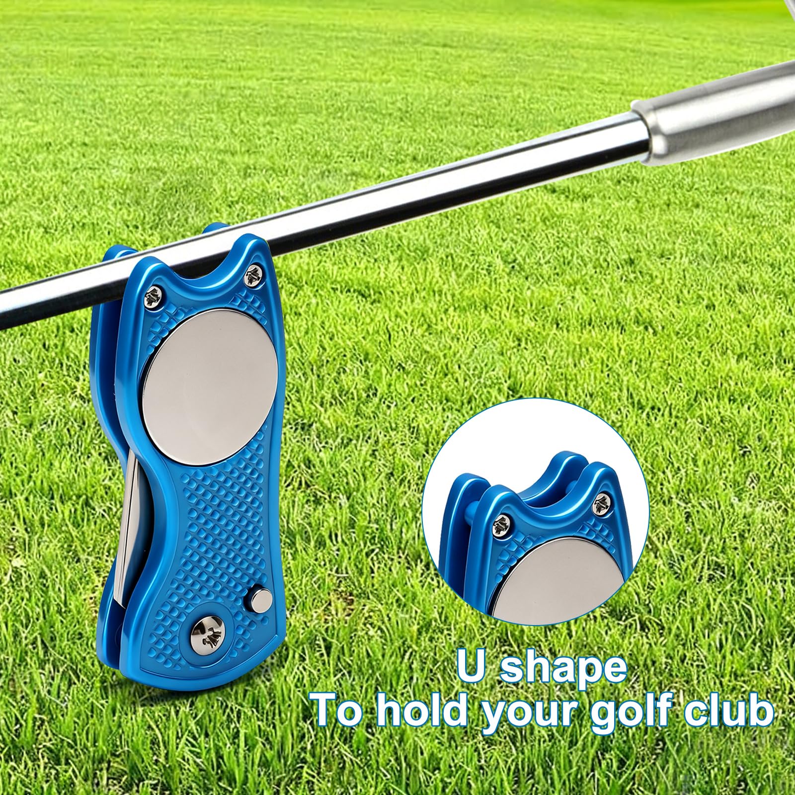 VOSSOT Set de 3 Herramientas Repara Divot Golf Plegables, Accesorios Golf Acero Inoxidable