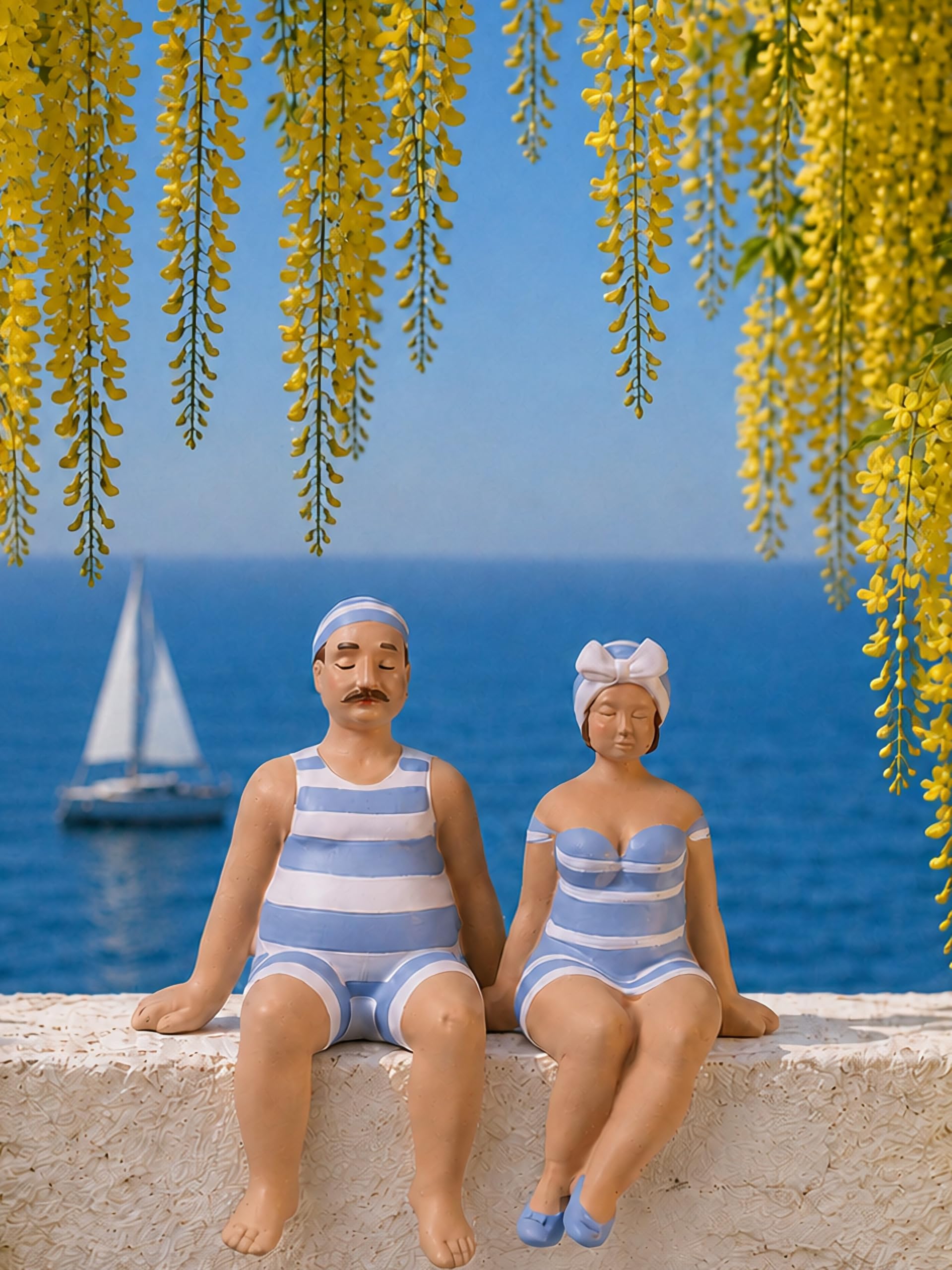 Pommerntraum® | 2er Set Maritime Kantenhocker mollige Badenixe Bademeister