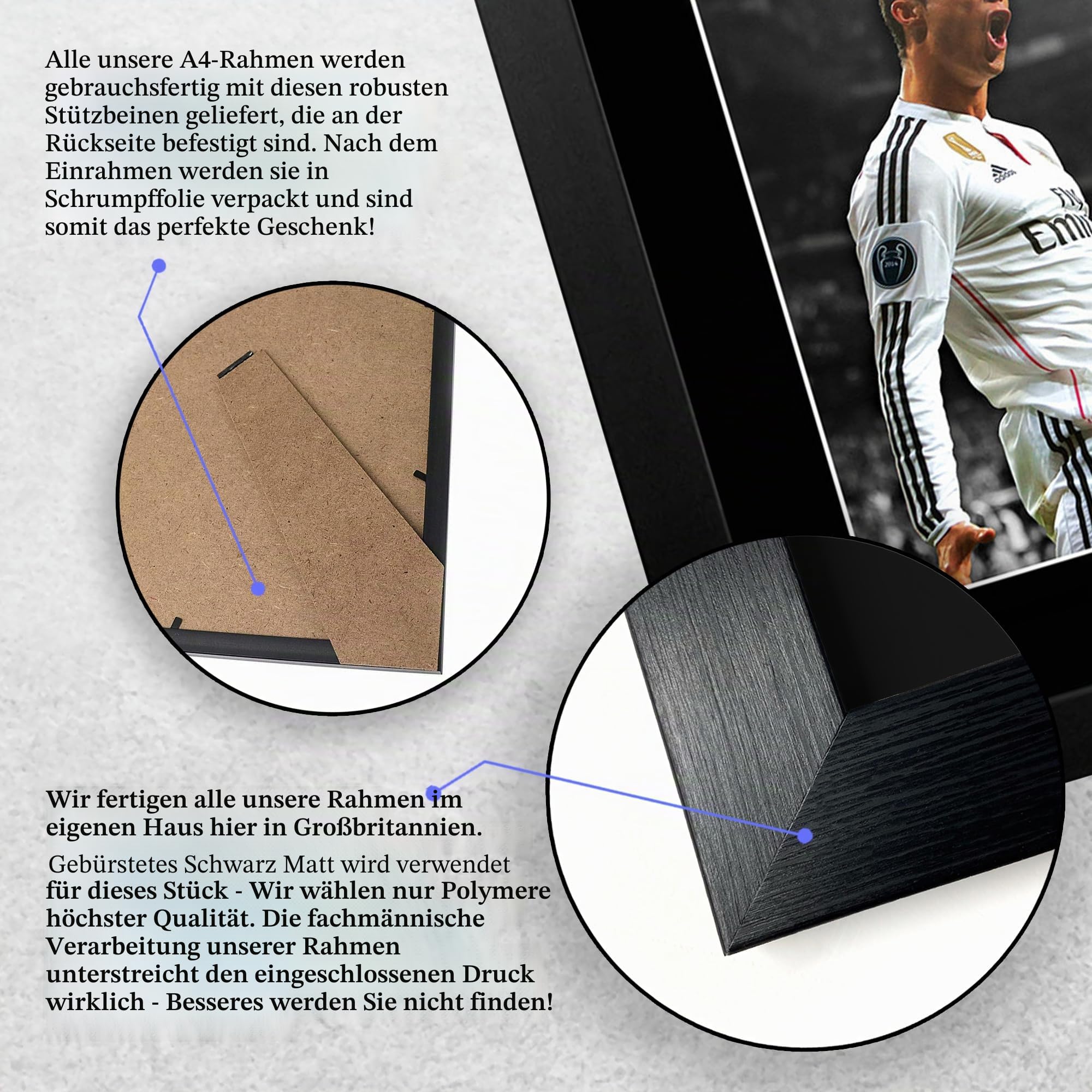 HWC Trading FR A4 Cristiano Ronaldo Real Madrid Geschenke Gedrucktes Signiertes Autogramm Foto für Fußball Anhänger and Fans - A4 Gerahmt