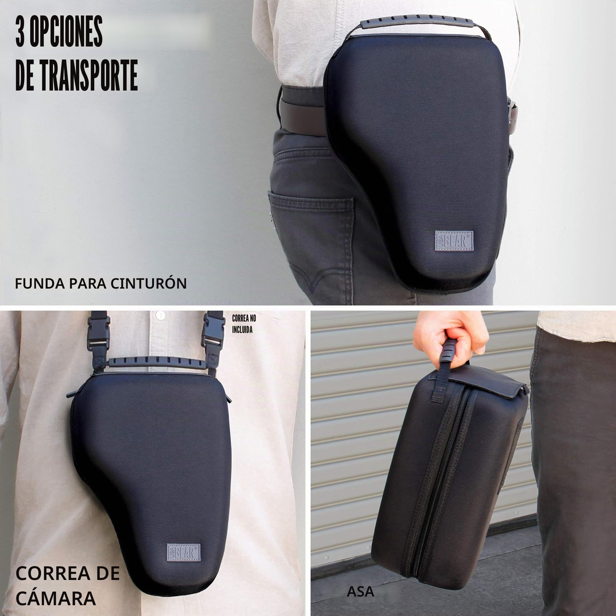 USA Gear Funda para cámara DSLR con protección de Carcasa rígida de EVA Moldeada, Apertura de Acceso rápido, Interior Acolchado y Mango Recubierto de Goma, Compatible con Nikon, y más (Negro Zoom)