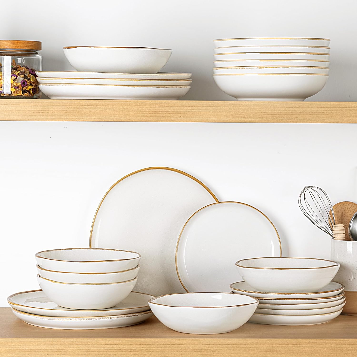 AmorArc Ceramic Dinnerware Sets,Handmade Reactive Glaze Stoneware Plates and Bowls Sets,Highly Scratch Resistant | Dishwasher & Microwave Safe Dishes Set,Service for 6 (18pc) - Image 9