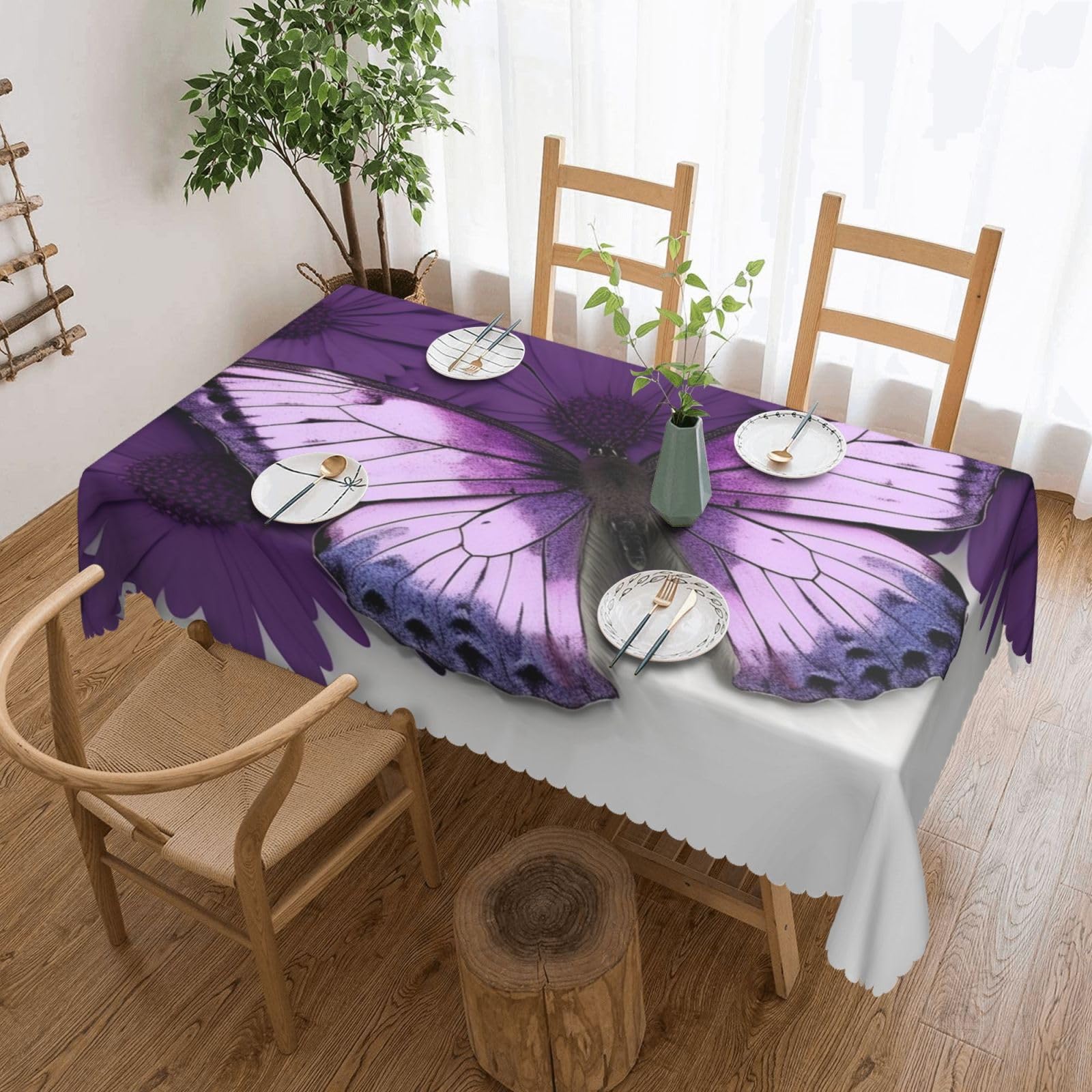 Fodpand Black Beautiful Butterfly Tablecloths For Rectangle Tables 72 X 54 Inches - Reusable And Washable Table Clothes Decorative Table Cover For Dining Tables, Buffet Parties, Wrinkle Resistant