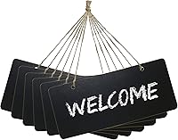 IFAMIO 6 Pack Mini Vintage Hanging Chalkboard Signs - Erasable Rustic Wood Blackboards for Wedding, Restaurant, Kitchen & Wall Decor