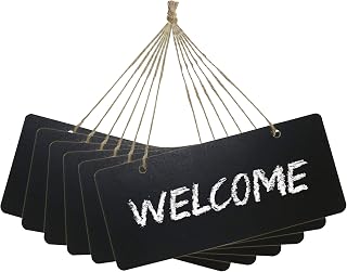 IFAMIO 6 Pack Mini Vintage Hanging Chalkboard Signs - Erasable Rustic Wood Blackboards for Wedding, Restaurant, Kitchen & Wall Decor