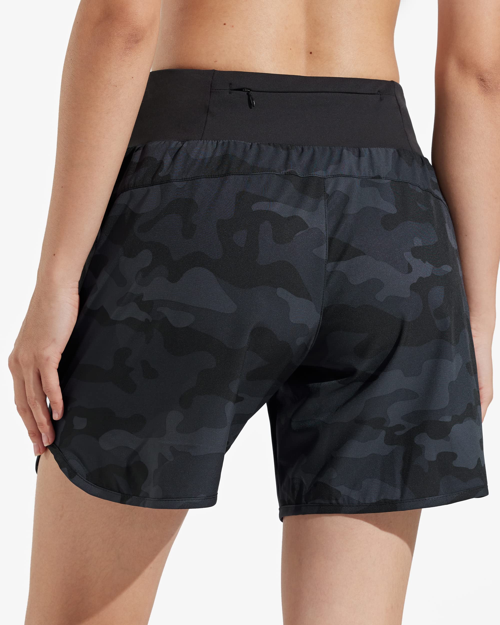 Libin Pantaloncini Sportivi Donna Vita Alta Traspirante Running Sport Jogging Yoga Gym Shorts con Slip Interni e Tasche Posteriori con Cerniera
