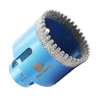 2 Inch Diamond Core Drill Bit for Porcelain Tile Ceramic Marble Granite Drilling,BRSCHNITT 1pc Vacuum Brazed Diamond Hole Saw with 5/8-11 Thread