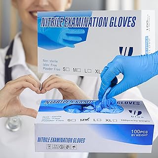 UBLUE 100 Nitrile Gloves, Disposable Gloves 4 MIL, Medical Examination, Non-Sterile, Powder Free, Latex Free Box of 100 Small, UW8284, Small 4mil 100pcs