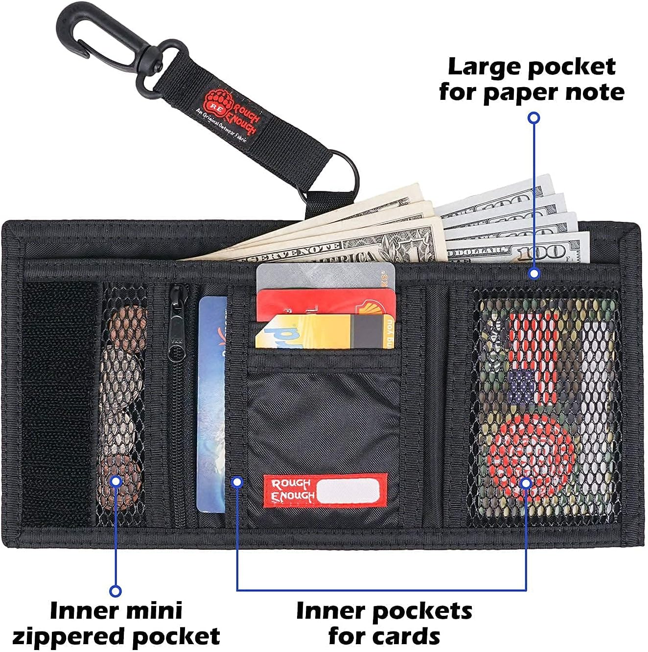 Rough Enough Blue Kids Wallets for Teen Boys with Keychain Gifts : Clothing, Shoes & Jewelry