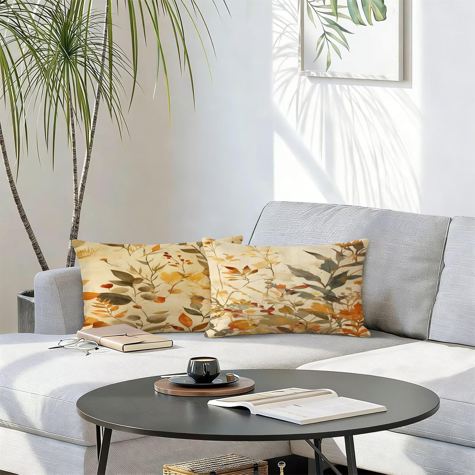 Générique Housse Coussin Exterieur Impermeable 30x50cm Beige Décoratif Taie d'oreiller Decoration Feuilles Tropicales Housse de Coussin Exterieur Impermeable pour Salon de Jardin Lot 2. T-4825