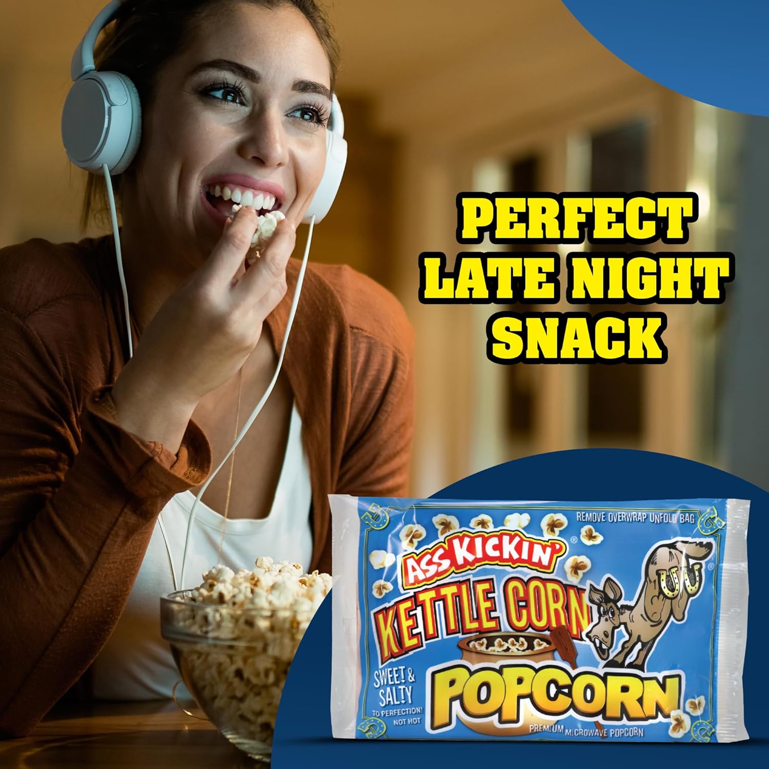 ASS KICKIN’ Kettle Corn Microwave Popcorn - 12 Pack - Ultimate Sweet Gourmet Gift - Try if you dare!