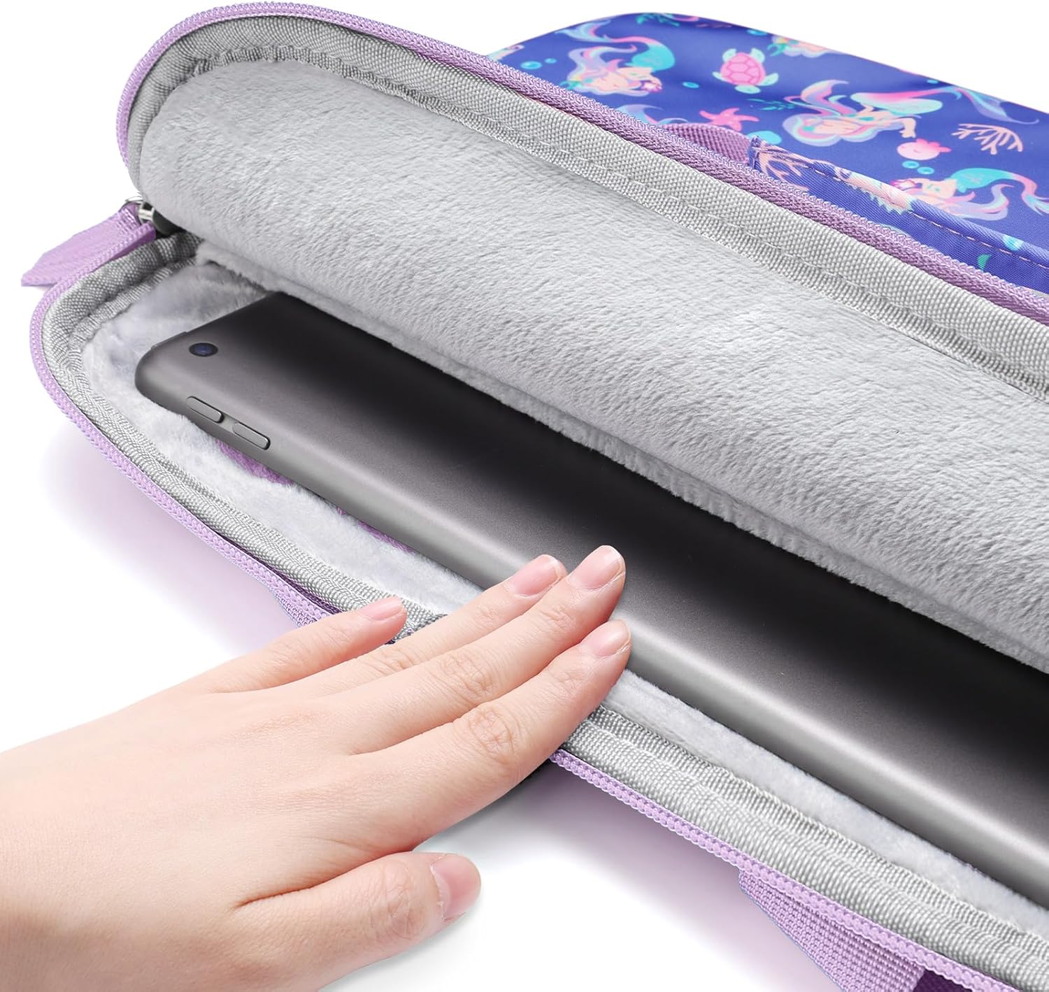 Kids Tablet Bag for Girls, Kids Tablet Carrying Case for Fire HD 10, HD 8, Fire 7 Sleeve Bag Kid Kindle Bag, iPad Bag for Kid, Mermaid Purple - Image 4