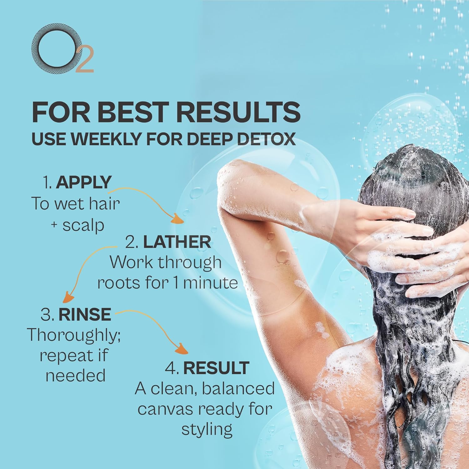 O2 Clean Slate Charcoal Detoxifying Gel Shampoo – Sulfate-Free Deep Cleansing Formula with Activated Charcoal for Removing Oil, Buildup, and Impurities While Maintaining Moisture, 250 mL, 8.5 oz
