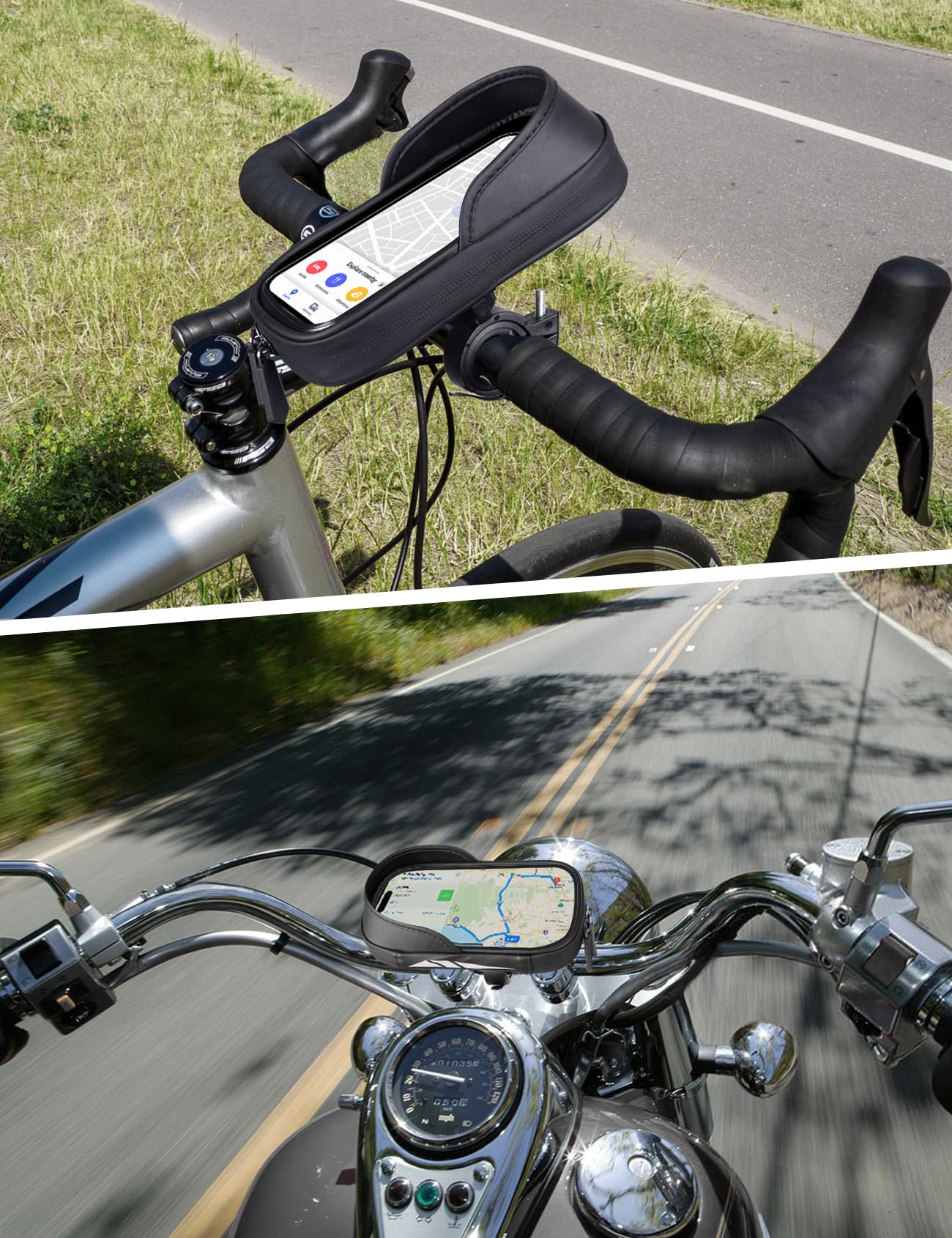 Vitalismo Porta Cellulare Bici Moto Impermeabile per Telefono 7 pollici | Borsa da Manubrio Bici con Parapioggia, Rotazione 360, Touch Screen, Porta Telefono per Bici MTB Moto Monopattino Elettrico